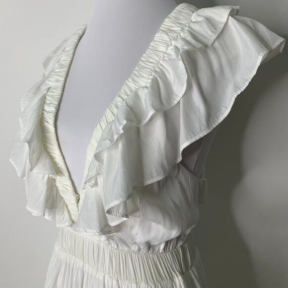 NWT DO+BE Women's White Ruffled Boho V Neck High Low Dress Size Small - Picture 5 of 15